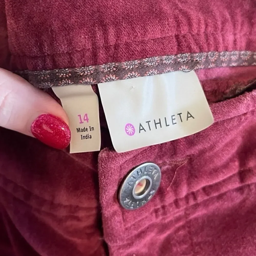 Athleta- Women’s Roseville Cherrywood Velvet Skirt, Size 14